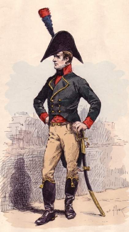 Napoléon et Joséphine étaient escortés des Gardes d'honneur de la ville de Malines, uniforme de 1803, dessin colorié par J. Hilpert.