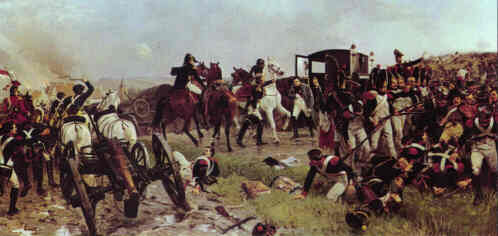Napoleon quitte le champ de Bataille.